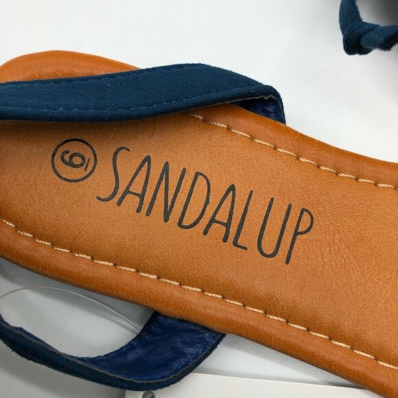 SandalUp Womens Sandals Lace Up Strappy Faux Suede Navy Blue Size 6 - Picture 5 of 5